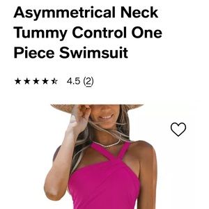 Cupshe one piece swim suit with asymmetrical neck line and tummy control